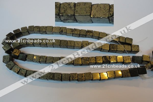 CPY353 15.5 inches 10*10mm cube pyrite gemstone beads wholesale