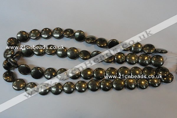 CPY36 16 inches 14mm coin pyrite gemstone beads wholesale