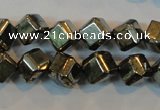 CPY361 15.5 inches 6*6mm faceted cube pyrite gemstone beads