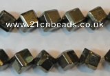 CPY362 15.5 inches 8*8mm faceted cube pyrite gemstone beads