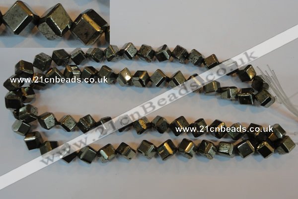 CPY363 15.5 inches 10*10mm faceted cube pyrite gemstone beads