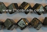 CPY364 15.5 inches 12*12mm faceted cube pyrite gemstone beads