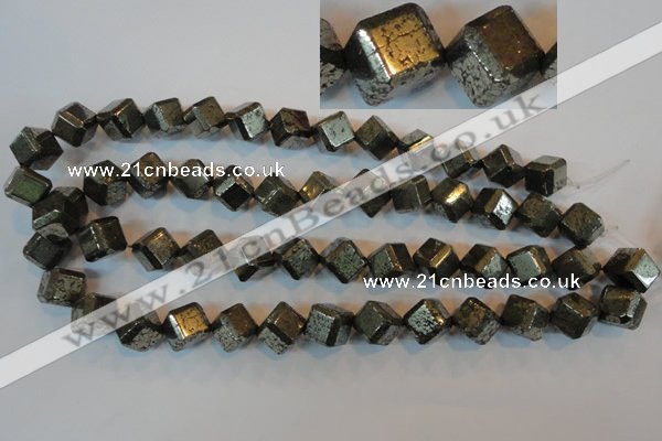 CPY364 15.5 inches 12*12mm faceted cube pyrite gemstone beads