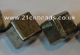 CPY365 15.5 inches 16*16mm faceted cube pyrite gemstone beads