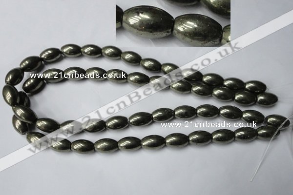 CPY367 15.5 inches 10*16mm rice pyrite gemstone beads wholesale