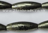 CPY368 15.5 inches 10*30mm rice pyrite gemstone beads wholesale