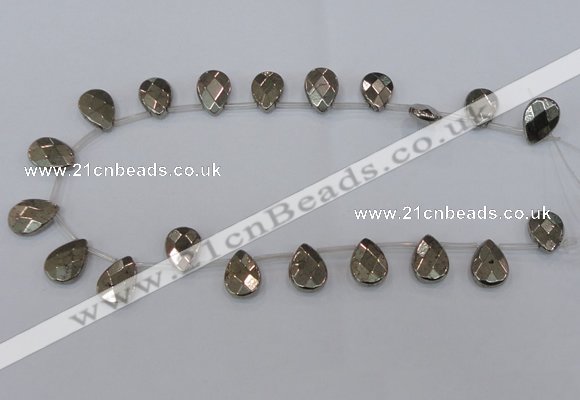 CPY378 Top drilled 12*16mm briolette pyrite gemstone beads