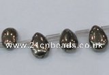 CPY382 Top drilled 7*11mm flat teardrop pyrite gemstone beads