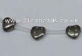 CPY391 Top drilled 8*8mm heart pyrite gemstone beads wholesale