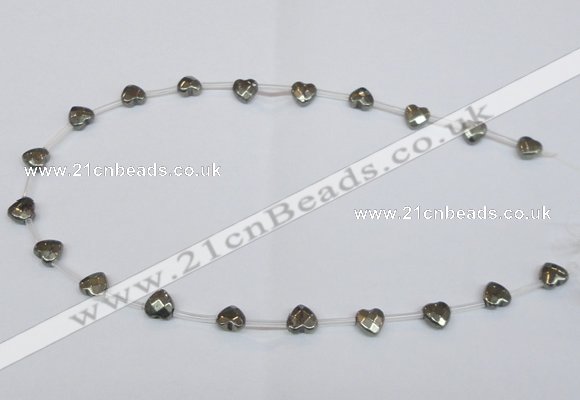 CPY393 Top drilled 8*8mm faceted heart pyrite gemstone beads wholesale