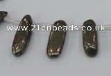 CPY396 Top drilled 5*15mm - 7*25mm sticks pyrite gemstone beads