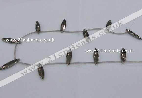 CPY398 Top drilled 8*30mm faceted marquise pyrite gemstone beads