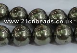 CPY406 15.5 inches 14mm round pyrite gemstone beads wholesale