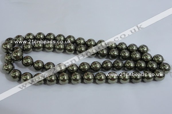 CPY406 15.5 inches 14mm round pyrite gemstone beads wholesale