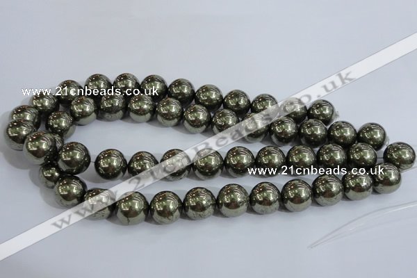 CPY407 15.5 inches 16mm round pyrite gemstone beads wholesale