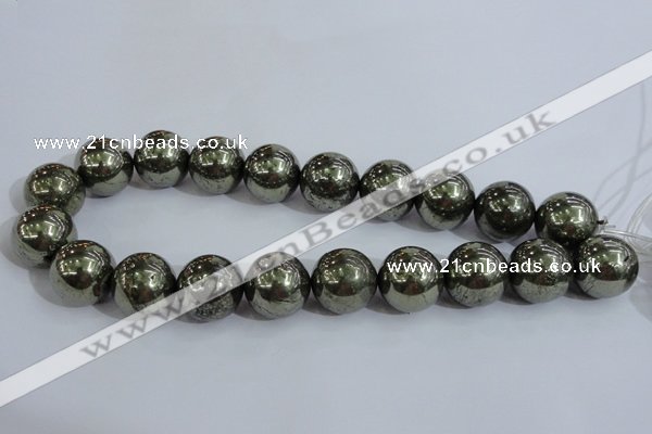 CPY408 15.5 inches 18mm round pyrite gemstone beads wholesale