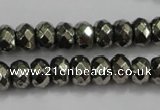 CPY41 16 inches 5*10mm faceted rondelle pyrite gemstone beads wholesale