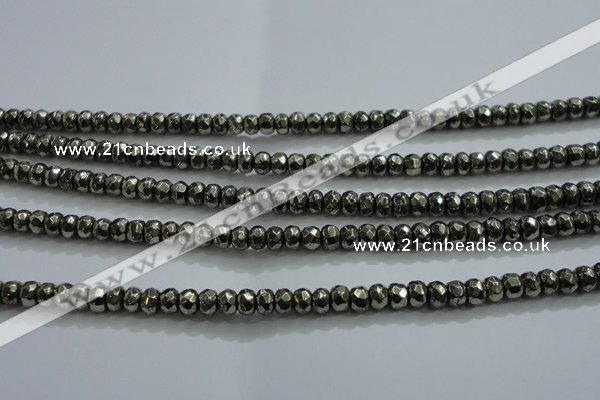 CPY426 15.5 inches 2*3mm faceted rondelle pyrite gemstone beads