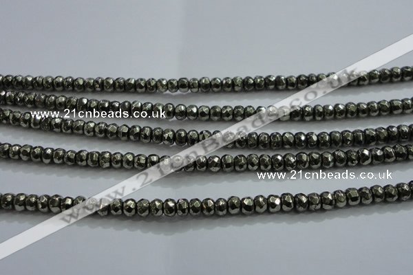 CPY427 15.5 inches 2.5*4mm faceted rondelle pyrite gemstone beads