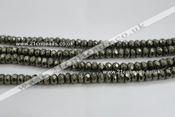 CPY429 15.5 inches 5*8mm faceted rondelle pyrite gemstone beads