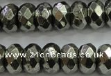 CPY430 15.5 inches 6*10mm faceted rondelle pyrite gemstone beads