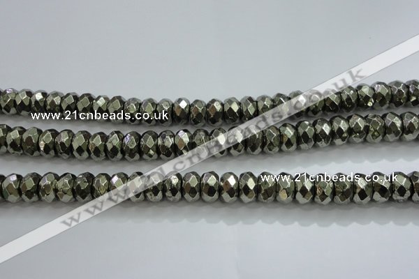 CPY430 15.5 inches 6*10mm faceted rondelle pyrite gemstone beads