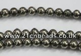 CPY46 16 inches 6mm round pyrite gemstone beads wholesale