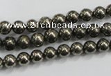 CPY47 16 inches 8mm round pyrite gemstone beads wholesale