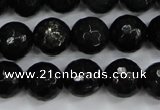 CPY502 15.5 inches 8mm faceted round natural chalcopyrite beads