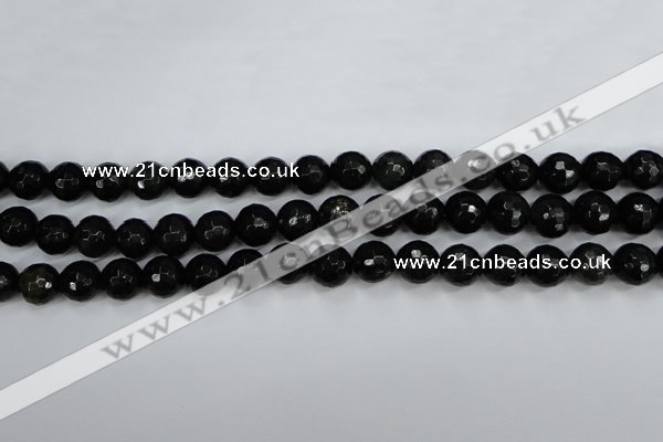 CPY502 15.5 inches 8mm faceted round natural chalcopyrite beads