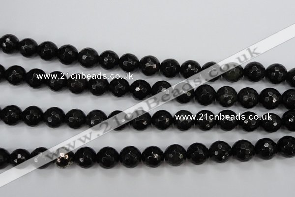 CPY503 15.5 inches 10mm faceted round natural chalcopyrite beads