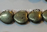 CPY53 16 inches 14*14mm heart pyrite gemstone beads wholesale