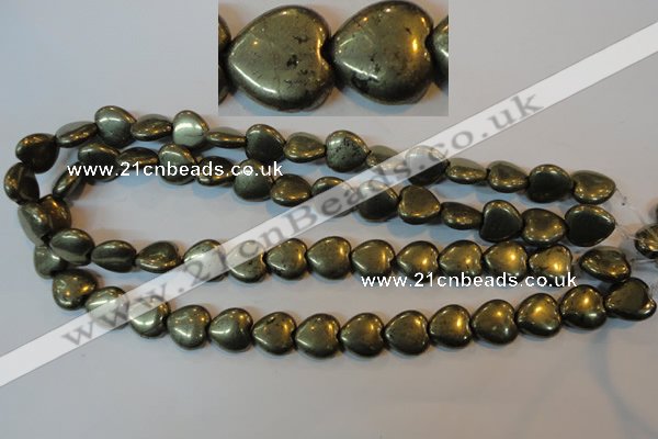 CPY53 16 inches 14*14mm heart pyrite gemstone beads wholesale