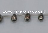 CPY550 Top drilled 6*9mm teardrop pyrite gemstone beads