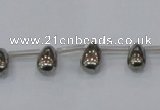 CPY550 Top drilled 6*9mm teardrop pyrite gemstone beads