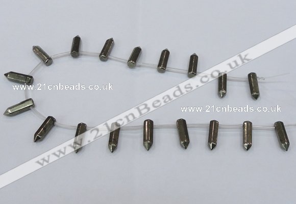 CPY555 Top drilled 6*22mm sticks pyrite gemstone beads