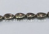 CPY576 15.5 inches 8*11mm flat teardrop pyrite gemstone beads