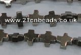 CPY582 15.5 inches 11*11mm cross pyrite gemstone beads wholesale