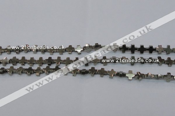 CPY582 15.5 inches 11*11mm cross pyrite gemstone beads wholesale