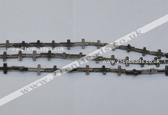 CPY583 15.5 inches 10*15mm cross pyrite gemstone beads wholesale