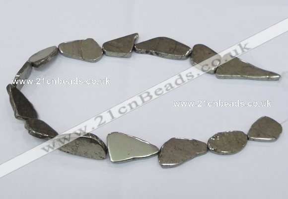 CPY585 15.5 inches 18*25mm - 16*35mm freeform pyrite gemstone beads