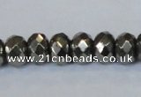 CPY588 15.5 inches 8*12mm faceted rondelle pyrite gemstone beads