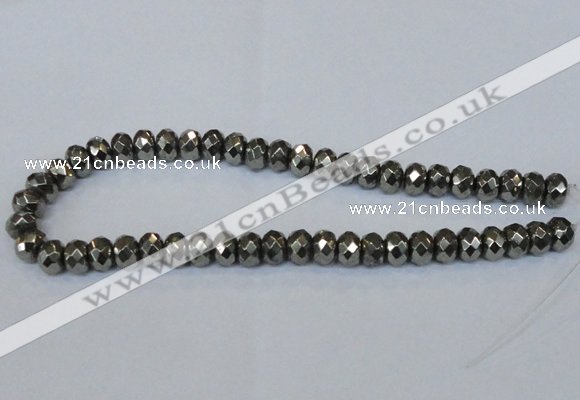 CPY588 15.5 inches 8*12mm faceted rondelle pyrite gemstone beads