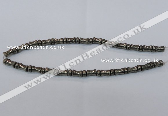 CPY590 15.5 inches 5*8mm - 8*11mm bone & rondelle pyrite beads