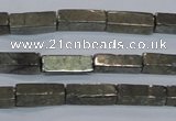 CPY592 15.5 inches 4*12mm cuboid pyrite gemstone beads