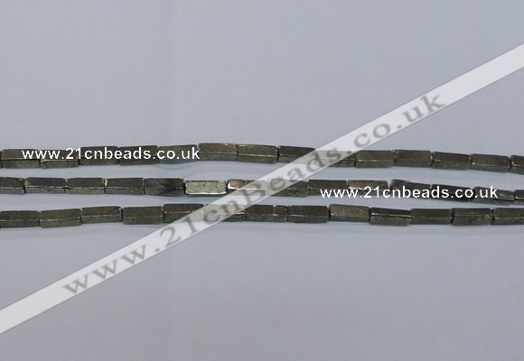 CPY592 15.5 inches 4*12mm cuboid pyrite gemstone beads