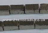 CPY593 15.5 inches 8*16mm cuboid pyrite gemstone beads