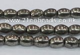 CPY597 15.5 inches 6*8mm rice pyrite gemstone beads wholesale