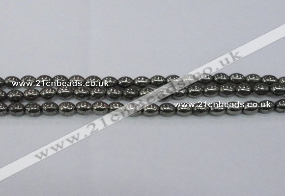 CPY598 15.5 inches 8*10mm rice pyrite gemstone beads wholesale