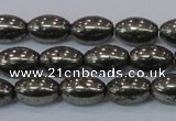 CPY599 15.5 inches 8*12mm rice pyrite gemstone beads wholesale